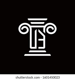 UE monogram logo with pillar style design template