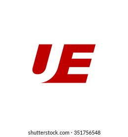 UE negative space letter logo red