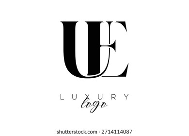 Logotipo de tipografia com monograma de letra UE Serif para identidade de marca premium elegante