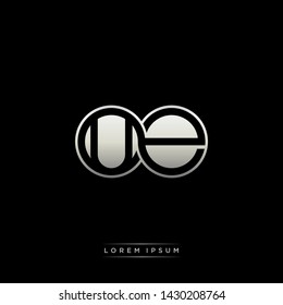 UE U E initial letter linked circle capital monogram logo modern template silver color edition