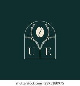 Unique und einfache Logo-Design-Kombination aus Buchstaben und Kaffeebohne