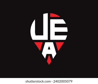 diseño de logotipo de la forma de ubicación de la letra UEA