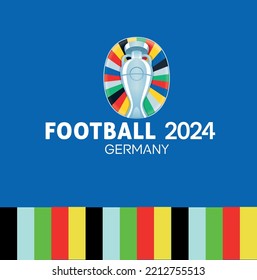 UEFA Euro 2024 In Germany Logo With A Blue Background, Football Cup Slogan Vector