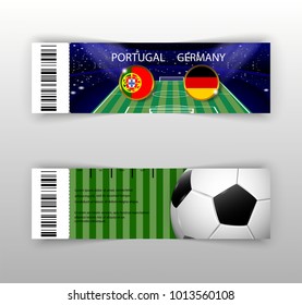 UEFA EURO 2024 vector football ticket layout template set with barcode. Front, back flyer side isolated. Copa America 2024 football cup editable promotion material for web, print. Soccer world sport