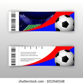 UEFA EURO 2024 vector football ticket layout template set with barcode. Front, back flyer side isolated on gray. Copa America 2024 football editable promotion  for web, print. Soccer world sport event