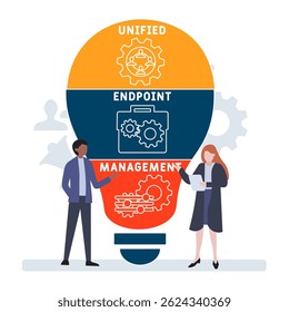 UEM - Unified Endpoint Management acronym. business concept background. vector illustration concept with keywords and icons. lettering illustration with icons for web banner, flyer, landing