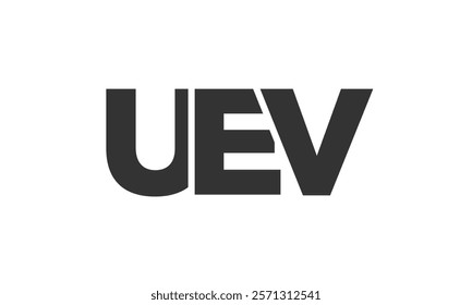 UEV logo design template with strong and modern bold text. Initial based vector logotype featuring simple and minimal typography. Trendy company identity ideal for businesses brand presence.