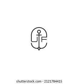 UF creative letter logo design in anchor concept with high quality professional design that will print well across any print media
