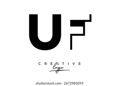 Logotipo creativo minimalista de espacio negativo de UF con monograma moderno para marca y logotipo de marca comercial con letras iniciales Diseño de logotipo para marca.