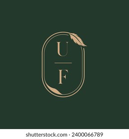 UF concepto de plumas nupcias monograma diseño del logo como inspiración