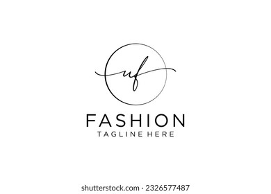 UF Feminine logo beauty monogram and elegant logo design, handwriting logo of initial signature, wedding, fashion, floral and botanical with creative template.