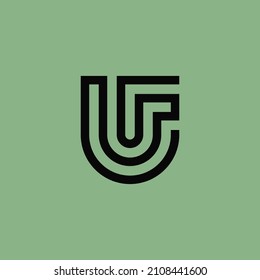 UF FU logo. the letter U and F perfectly combined into a new, modern and original Logo