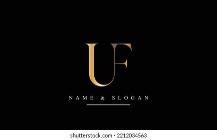 UF, FU, U, F abstract letters logo monogram