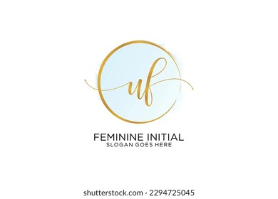 UF handwriting logo with circle template vector signature, wedding, fashion, floral and botanical with creative template.