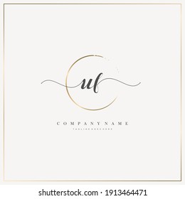 UF Initial Letter handwriting logo hand drawn template vector, logo for beauty, cosmetics, wedding, fashion and business