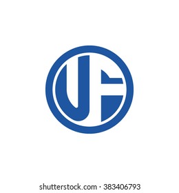 UF initial letters circle business logo blue