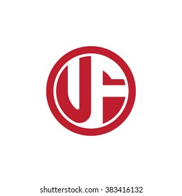 UF initial letters circle business logo red