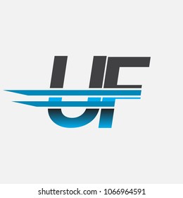 UF initial logo company name colored black and blue, Simple and Modern Logo Design.