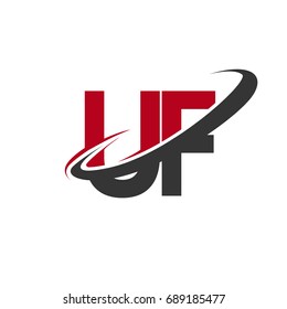 UF initial logo company name colored red and black swoosh design, isolated on white background. vector logo for business and company identity.
