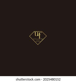 UF Logo inicial diamante de lujo ilustración de boda