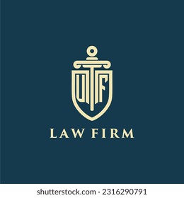 UF initial monogram for law firm with sword and shield logo image