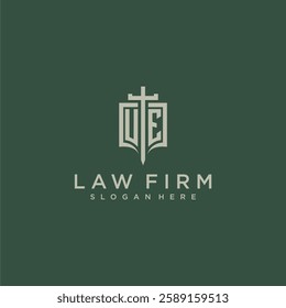 UF initial monogram for law firm with sword and shield logo image