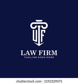 Leyenda del logotipo del monograma inicial de UF con diseño de hitos