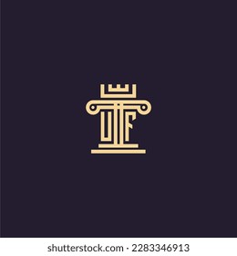 UF initial monogram logo for lawfirm with pillar  crown image design