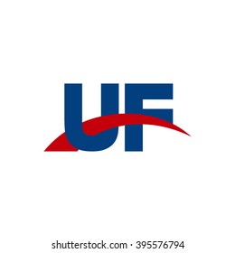 UF initial overlapping swoosh letter logo blue red
