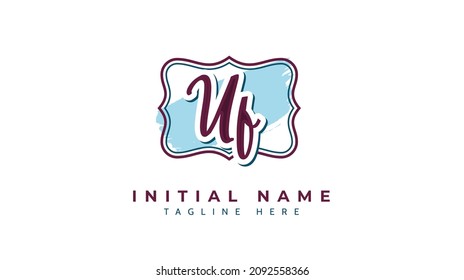 Uf Initials, handwriting logo vector