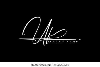 UF letter beauty handwriting vector logo. 