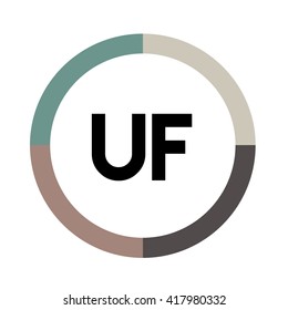 UF letter, four colors in abstract background logo, design identity in circle, alphabet letter