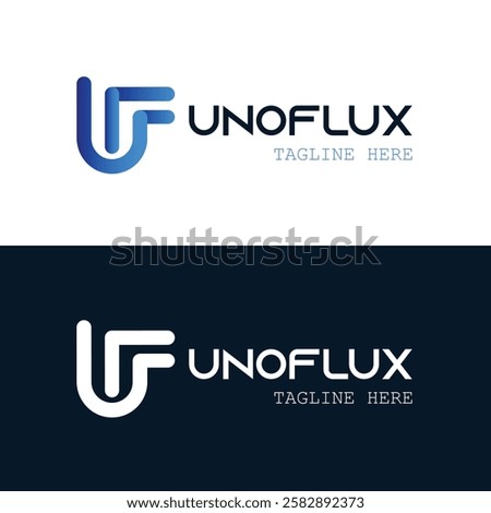 Uf letter logo design uno flux modern and creative with minimalist