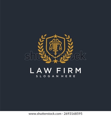 UF letter monogram logo for lawfirm with pillar and leaf image design