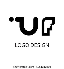 letra uf para diseño de logotipo sencillo