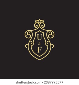 Logotipo inicial de la línea UF vintage en un diseño profesional de alta calidad que se imprimirá en cualquier medio de impresión