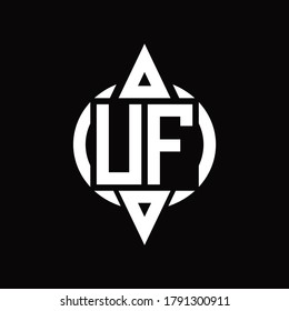 Logo de UF con plantilla de diseño de triángulo superior e inferior redondeado de círculo