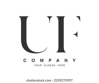 UF logo design. Initial letter u and f serif font style. Creative classic company name typography. Trendy logotype or identity. Vector illustration.