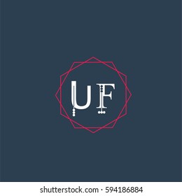 uf logo letter initial, Abstract Polygonal Background Logo, design for Corporate Business Identity,flat icon, Alphabet letter