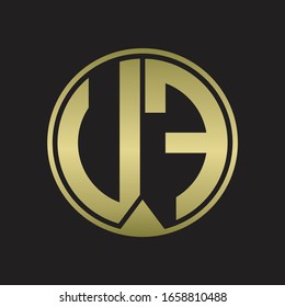 UF Logo monogram circle with piece ribbon style on gold colors