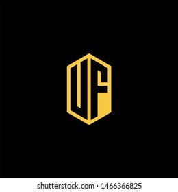 UF Logo Monogram with Negative Space with Gold colors - Modern Template EPS 10