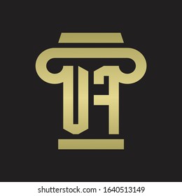 UF Logo monogram with pillar style design template with gold colors