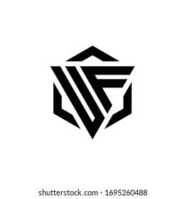 UF Logo monogram with triangle and hexagon modern design template isolated on white background