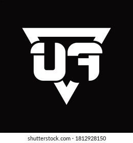 UF Logo monogram with triangle shape rounded design template on black background