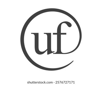 UF logo from two letter with circle shape email sign style. U and F round logotype of business company for brand identity.