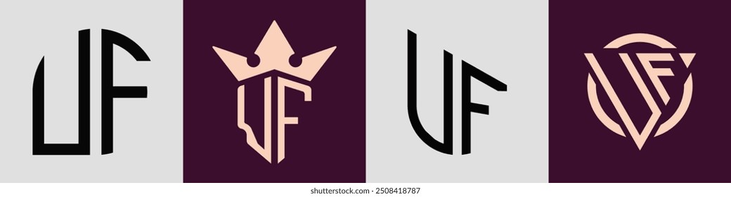UF modern initial letter logo design vector bundle. It will be suitable for which company or brand name start those initial.