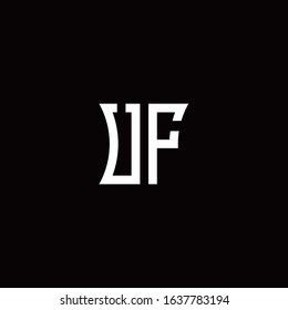 UF monogram logo with curved side style design template