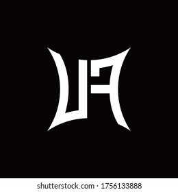 UF monogram logo with sharped shape design template isolated on black background