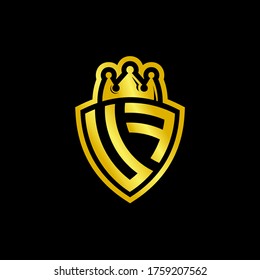 logotipo de monograma UF con plantilla de diseño de estilo escudo y corona aislado en fondo negro