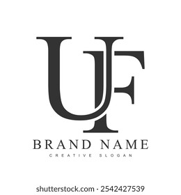 UF trendy logotype template. Initial letter u and f classic font style. Creative logo for company name or identity. Vector illustration.